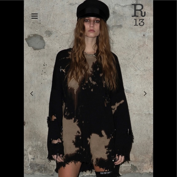 R13 DOPE distressed bleached pins sweatshirt. Size small. OVERSIZED. - Picture 3 of 12